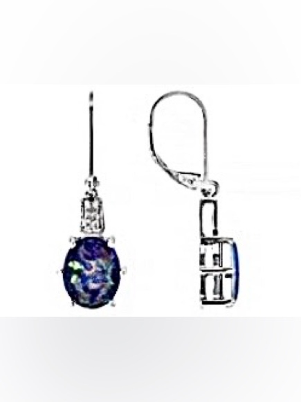 Opal Triplet & 0.03CTW white Diamond Rhodium Over Sterling Silver Earrings